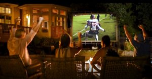 family outdoor movie theater kit to watch movies outside in your own back yard