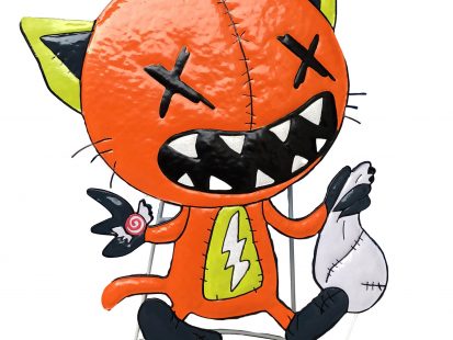 Gus Fink 24IN Stitch Kitten Outdoor Halloween Metal Décor, Foldable