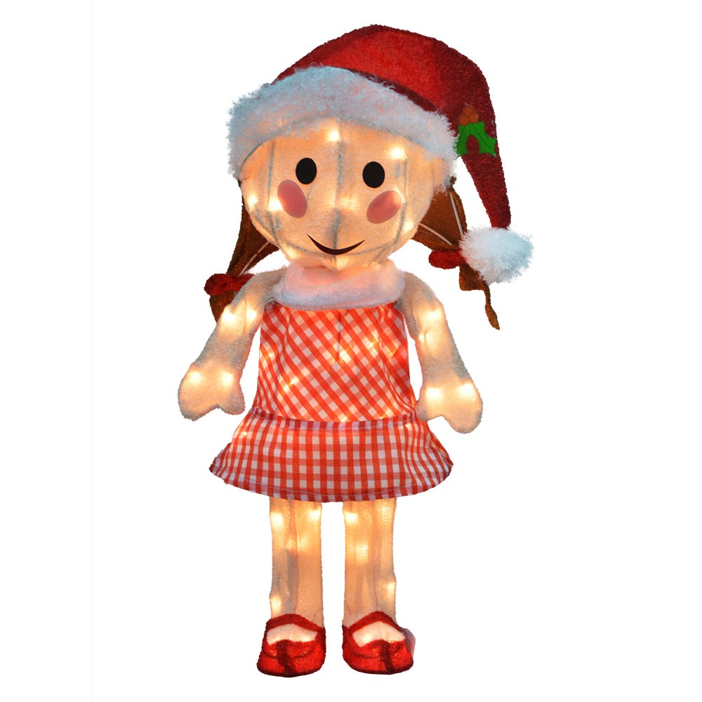 ProductWorks 24-Inch Pre-Lit 3D Misfit Sally in Santa Hat Christmas Yard Decoration 50 Lights 
