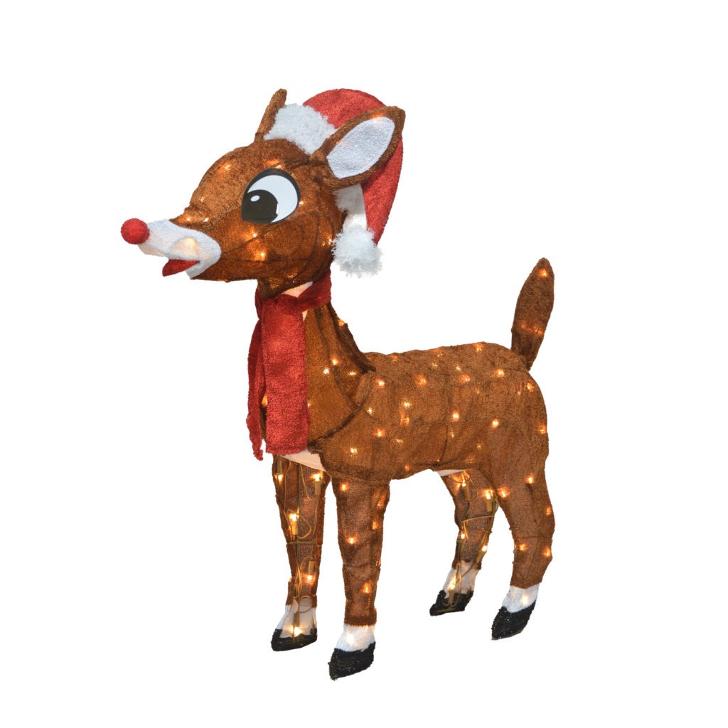 RUDOLPH 32 INCH RUDOLPH IN SANTA HAT AND SCARF OUTDOOR LED 3D YARD ...