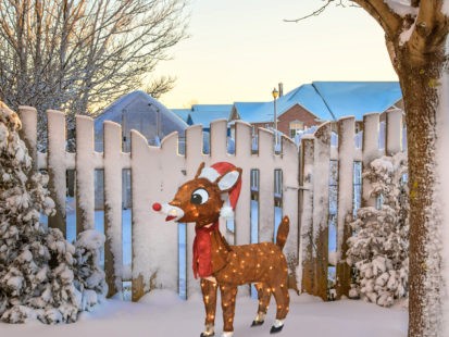 RUDOLPH 32 INCH RUDOLPH IN SANTA HAT AND SCARF OUTDOOR LED 3D YARD DÉCOR