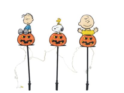 8IN PNTS PRE-LIT PVC PATHWAY MARKERS 3CT GREAT PUMPKIN GANG