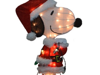 24in PEANUTS 2D PRE-LIT LED YARD ART SANTA SNOOPY WITH LIGHT STRAND