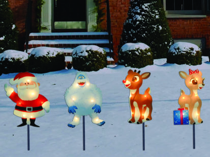8in RUDOLPH 4PK PRE-LIT 2D LED PATHWAY MARKERS