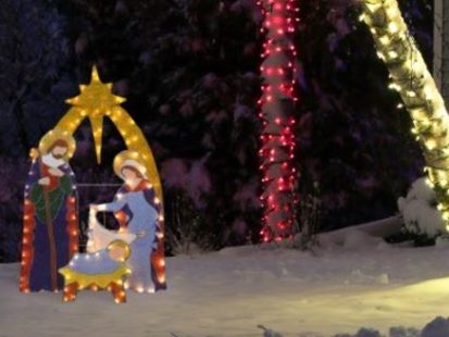 42IN CCL SET OF 4 2D PRE-LIT LED YARD ART NATIVITY (42IN ARCH/32IN JOSEPH/27IN MARY/12IN JESUS)