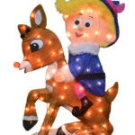 Rudolph the Red Nose Reindeer – Rudolph and Hermey.  32 inch 2 dimensional lighted  LED Christmas yard art