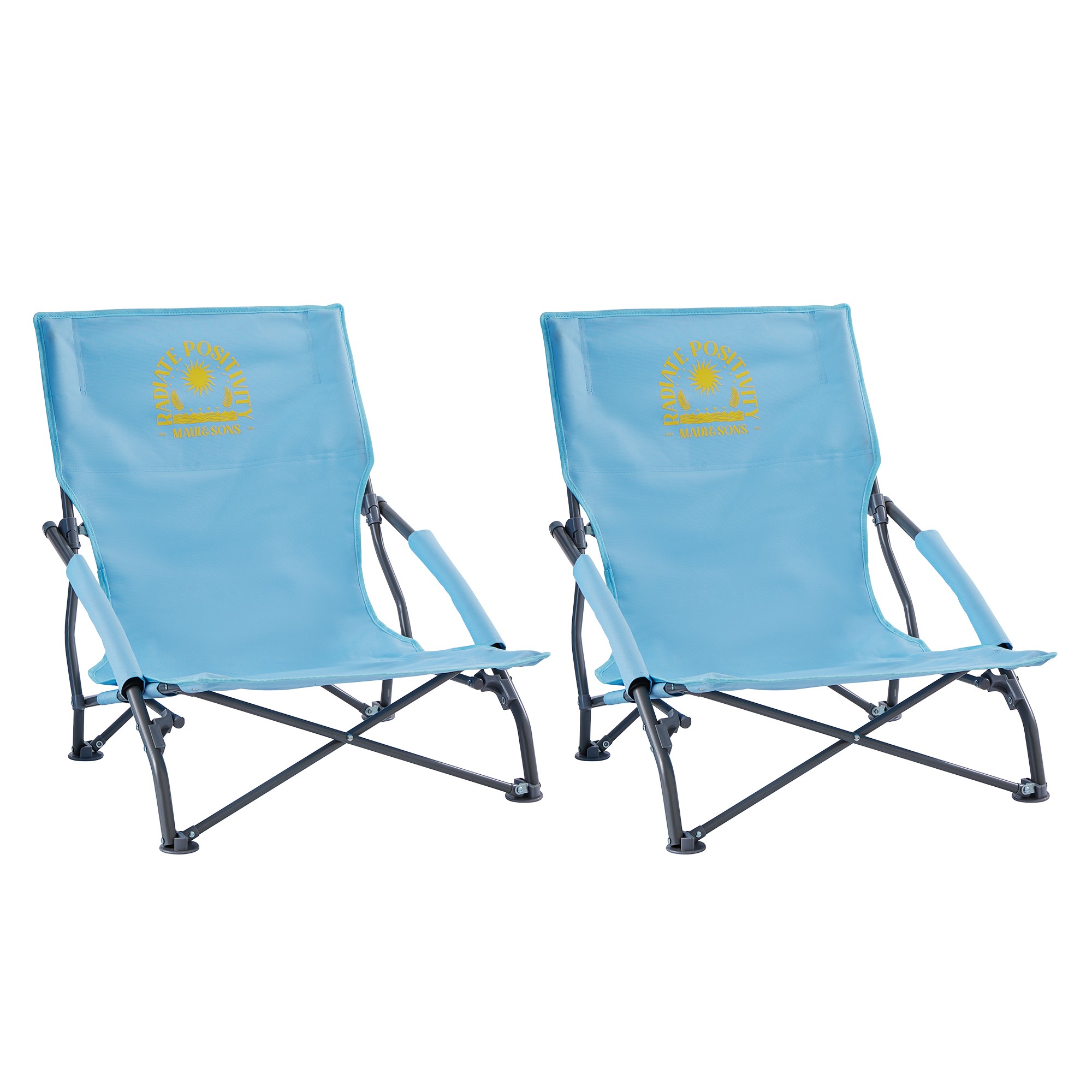 Maui and Sons Comfort Sling Back Bag Beach Camping Picnic  Chairs Set of 2