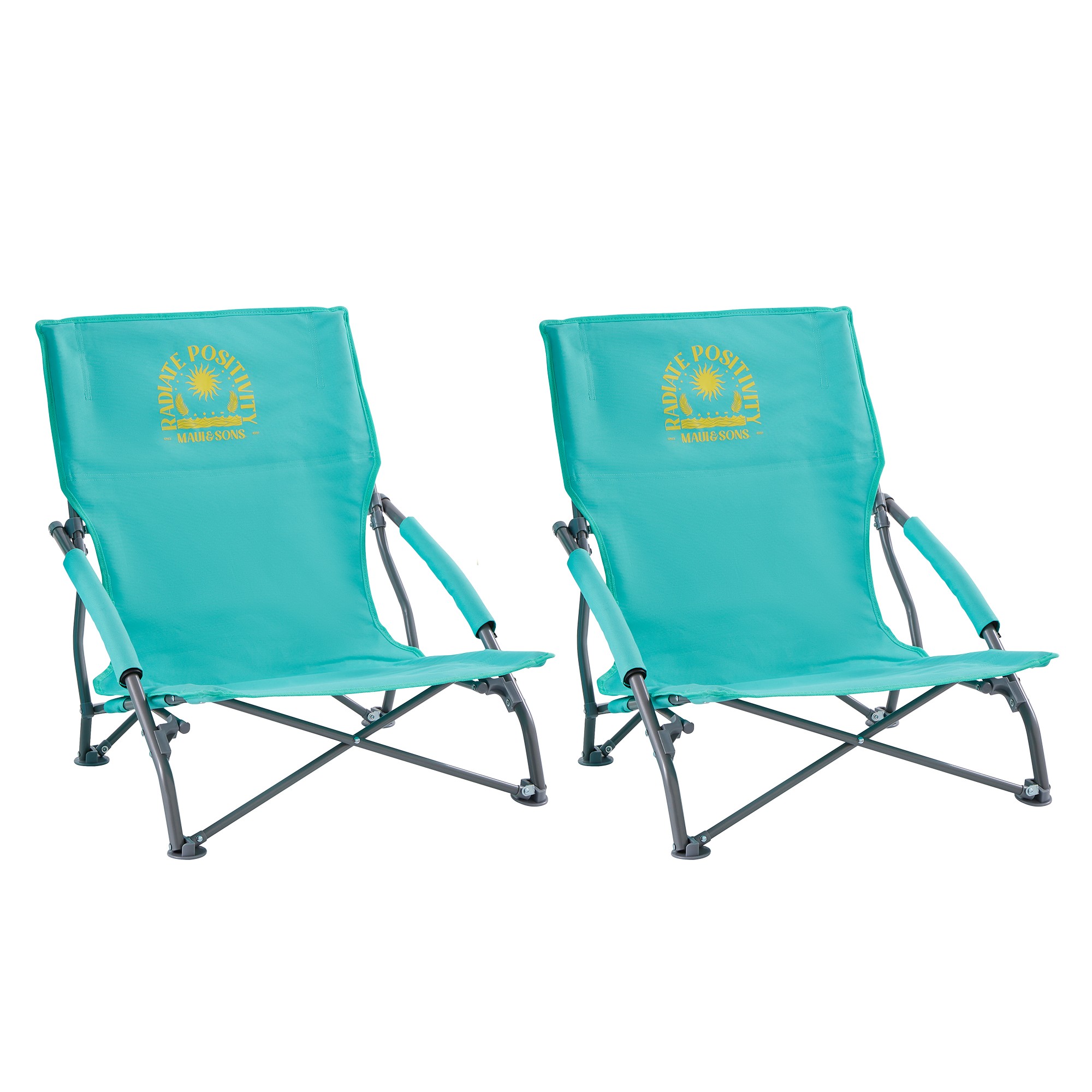 Maui and Sons Comfort Sling Back Bag Beach Camping Picnic  Chairs Set of 2