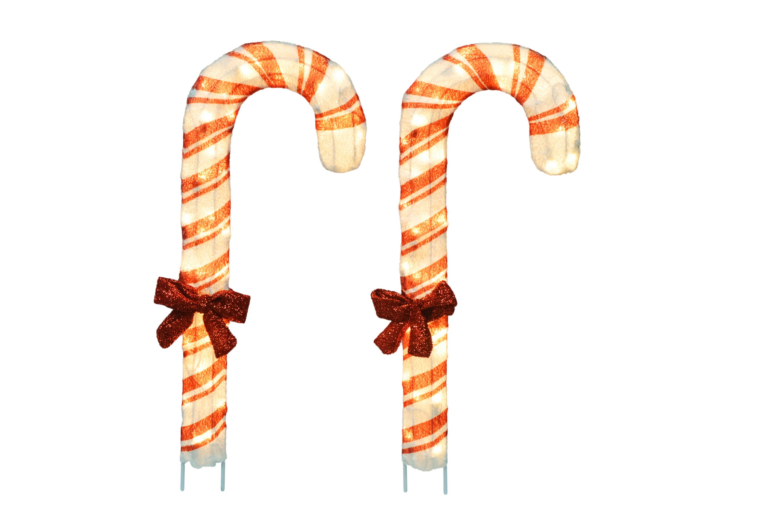 SET OF TWO 24IN CCL LED 3D RED CANDY CANES W/BOWS