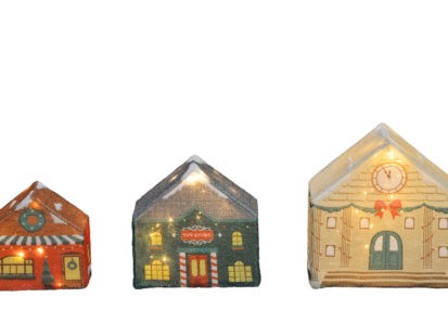 8IN 10IN 12IN CCL SET OF THREE 3D PRE-LIT LED VILLAGE NESTED 1/2 DEPTH