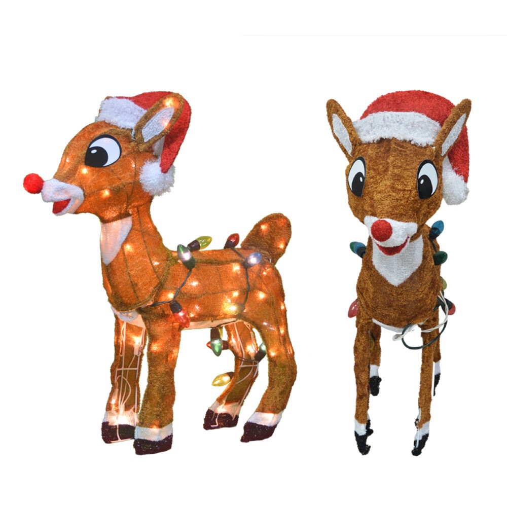 Special KIT: 32in Rudolph 3D PRELIT Yard Art Bumble with Light Strand ...