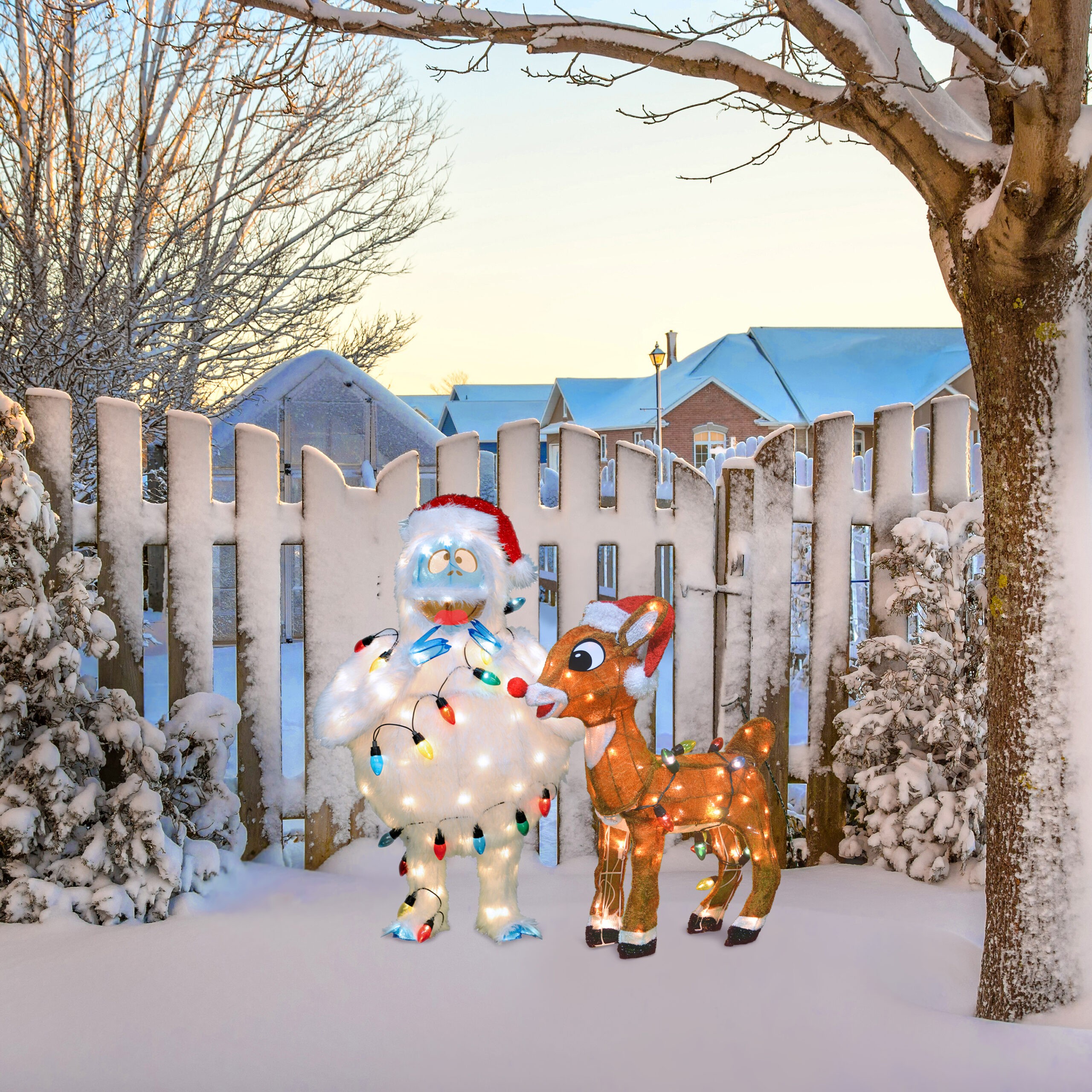 Special KIT: 32in Rudolph 3D PRELIT Yard Art Bumble with Light Strand Plus 24″ Rudolph 3D PRE-LIT Yard Art Standing Rudolph with C9 Lights